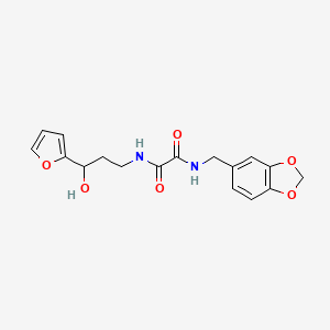 molecular formula C17H18N2O6 B2708061 N'-[(2H-1,3-benzodioxol-5-yl)methyl]-N-[3-(furan-2-yl)-3-hydroxypropyl]ethanediamide CAS No. 1421449-35-5