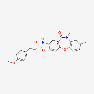molecular formula C24H24N2O5S B2708069 N-(8,10-dimethyl-11-oxo-10,11-dihydrodibenzo[b,f][1,4]oxazepin-2-yl)-2-(4-methoxyphenyl)ethanesulfonamide CAS No. 922095-14-5