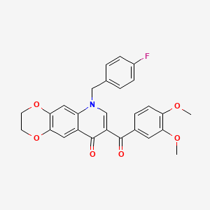 8-(3,4-Dimethoxybenzoyl)-6-[(4-fluorophenyl)methyl]-2,3-dihydro-[1,4]dioxino[2,3-g]quinolin-9-one
