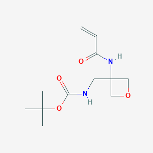 molecular formula C12H20N2O4 B2708081 Tert-butyl N-[[3-(prop-2-enoylamino)oxetan-3-yl]methyl]carbamate CAS No. 2411287-34-6