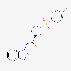2-(1H-benzo[d]imidazol-1-yl)-1-(3-((4-chlorophenyl)sulfonyl)pyrrolidin-1-yl)ethanone