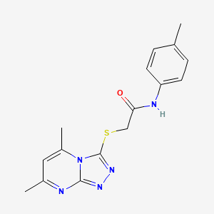 molecular formula C16H17N5OS B2708097 2-((5,7-dimethyl-[1,2,4]triazolo[4,3-a]pyrimidin-3-yl)thio)-N-(p-tolyl)acetamide CAS No. 380454-57-9