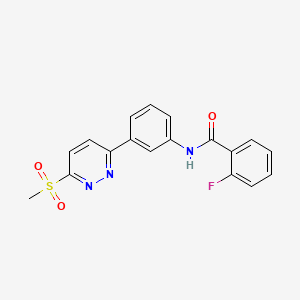 molecular formula C18H14FN3O3S B2708105 2-fluoro-N-(3-(6-(methylsulfonyl)pyridazin-3-yl)phenyl)benzamide CAS No. 897614-12-9