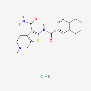 molecular formula C21H26ClN3O2S B2708112 6-乙基-2-(5,6,7,8-四氢萘-2-甲酰胺基)-4,5,6,7-四氢噻吩[2,3-c]吡啶-3-甲酸胺盐酸盐 CAS No. 1330315-71-3