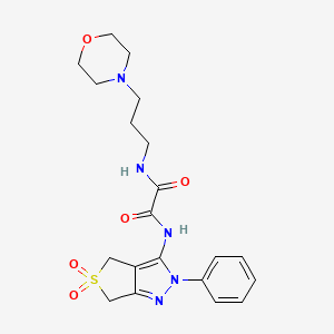molecular formula C20H25N5O5S B2708113 N1-(5,5-dioxido-2-phenyl-4,6-dihydro-2H-thieno[3,4-c]pyrazol-3-yl)-N2-(3-morpholinopropyl)oxalamide CAS No. 899733-08-5