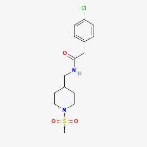 molecular formula C15H21ClN2O3S B2708120 2-(4-chlorophenyl)-N-((1-(methylsulfonyl)piperidin-4-yl)methyl)acetamide CAS No. 1235004-36-0