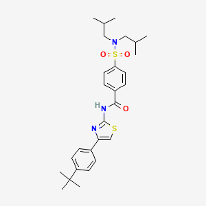 molecular formula C28H37N3O3S2 B2708123 4-[bis(2-methylpropyl)sulfamoyl]-N-[4-(4-tert-butylphenyl)-1,3-thiazol-2-yl]benzamide CAS No. 476320-50-0