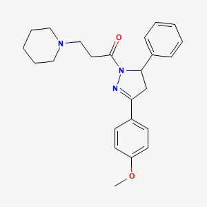 1-(3-(4-methoxyphenyl)-5-phenyl-4,5-dihydro-1H-pyrazol-1-yl)-3-(piperidin-1-yl)propan-1-one