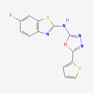 molecular formula C13H7FN4OS2 B2708128 N-(6-fluorobenzo[d]thiazol-2-yl)-5-(thiophen-2-yl)-1,3,4-oxadiazol-2-amine CAS No. 862976-42-9