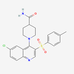 1-[6-Chloro-3-(4-methylbenzenesulfonyl)quinolin-4-yl]piperidine-4-carboxamide