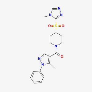 (5-methyl-1-phenyl-1H-pyrazol-4-yl)(4-((4-methyl-4H-1,2,4-triazol-3-yl)sulfonyl)piperidin-1-yl)methanone