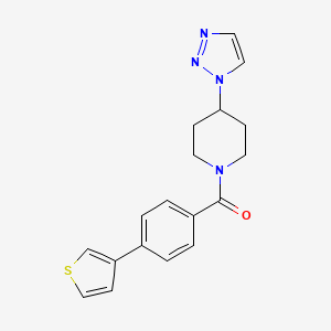 molecular formula C18H18N4OS B2708174 (4-(1H-1,2,3-三唑-1-基)哌啶-1-基)(4-(噻吩-3-基)苯基)甲酮 CAS No. 1798538-63-2
