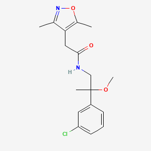 molecular formula C17H21ClN2O3 B2708175 N-(2-(3-chlorophenyl)-2-methoxypropyl)-2-(3,5-dimethylisoxazol-4-yl)acetamide CAS No. 1798512-03-4