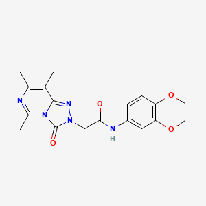 molecular formula C18H19N5O4 B2708186 N-(2,3-dihydro-1,4-benzodioxin-6-yl)-2-{5,7,8-trimethyl-3-oxo-2H,3H-[1,2,4]triazolo[4,3-c]pyrimidin-2-yl}acetamide CAS No. 1428359-58-3