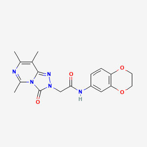 molecular formula C18H19N5O4 B2708186 N-(2,3-二氢苯并[b][1,4]二氧杂环戊烷-6-基)-2-(5,7,8-三甲基-3-氧代-[1,2,4]三唑并[4,3-c]嘧啶-2(3H)-基)乙酰胺 CAS No. 1428359-58-3