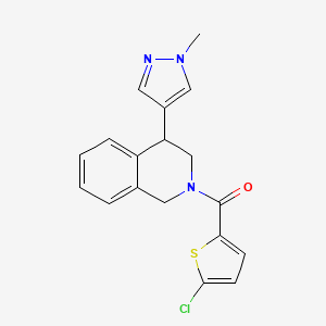 molecular formula C18H16ClN3OS B2708189 (5-chlorothiophen-2-yl)(4-(1-methyl-1H-pyrazol-4-yl)-3,4-dihydroisoquinolin-2(1H)-yl)methanone CAS No. 2034533-94-1