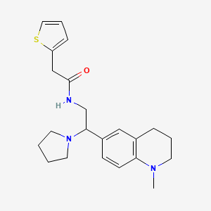 molecular formula C22H29N3OS B2708190 N-(2-(1-methyl-1,2,3,4-tetrahydroquinolin-6-yl)-2-(pyrrolidin-1-yl)ethyl)-2-(thiophen-2-yl)acetamide CAS No. 921895-17-2