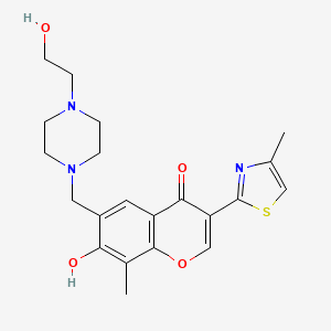 molecular formula C21H25N3O4S B2708192 7-hydroxy-6-((4-(2-hydroxyethyl)piperazin-1-yl)methyl)-8-methyl-3-(4-methylthiazol-2-yl)-4H-chromen-4-one CAS No. 384359-29-9