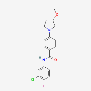 molecular formula C18H18ClFN2O2 B2708216 N-(3-chloro-4-fluorophenyl)-4-(3-methoxypyrrolidin-1-yl)benzamide CAS No. 1797139-91-3