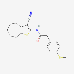 molecular formula C19H20N2OS2 B2708290 N-{3-cyano-4H,5H,6H,7H,8H-cyclohepta[b]thiophen-2-yl}-2-[4-(methylsulfanyl)phenyl]acetamide CAS No. 942007-66-1
