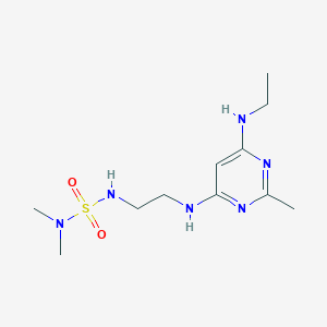 molecular formula C11H22N6O2S B2708292 N4-{2-[(dimethylsulfamoyl)amino]ethyl}-N6-ethyl-2-methylpyrimidine-4,6-diamine CAS No. 1219844-81-1