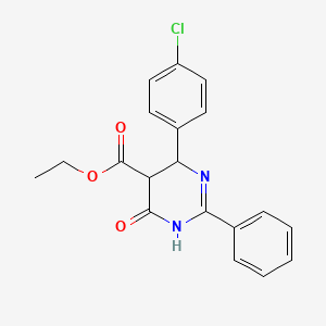molecular formula C19H17ClN2O3 B2708305 Ethyl 4-(4-chlorophenyl)-6-hydroxy-2-phenyl-4,5-dihydro-5-pyrimidinecarboxylate CAS No. 400078-28-6