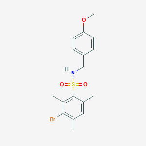 molecular formula C17H20BrNO3S B2708321 3-bromo-N-[(4-methoxyphenyl)methyl]-2,4,6-trimethylbenzene-1-sulfonamide CAS No. 1903095-13-5