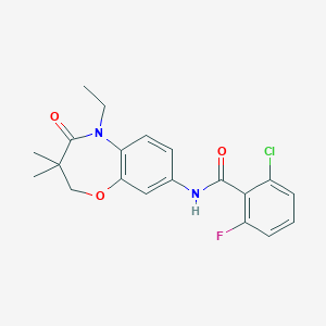 molecular formula C20H20ClFN2O3 B2708339 2-chloro-N-(5-ethyl-3,3-dimethyl-4-oxo-2,3,4,5-tetrahydro-1,5-benzoxazepin-8-yl)-6-fluorobenzamide CAS No. 921793-47-7