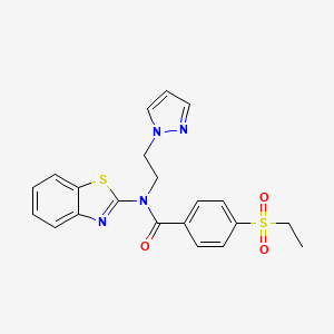 N-(2-(1H-pyrazol-1-yl)ethyl)-N-(benzo[d]thiazol-2-yl)-4-(ethylsulfonyl)benzamide