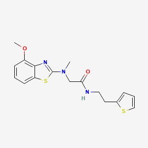 molecular formula C17H19N3O2S2 B2708355 2-((4-methoxybenzo[d]thiazol-2-yl)(methyl)amino)-N-(2-(thiophen-2-yl)ethyl)acetamide CAS No. 1351660-61-1