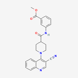 molecular formula C24H22N4O3 B2708381 methyl 3-[1-(3-cyanoquinolin-4-yl)piperidine-4-amido]benzoate CAS No. 1226428-21-2