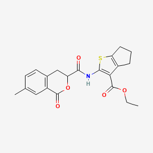 molecular formula C21H21NO5S B2708401 ethyl 2-(7-methyl-1-oxo-3,4-dihydro-1H-2-benzopyran-3-amido)-4H,5H,6H-cyclopenta[b]thiophene-3-carboxylate CAS No. 874466-51-0