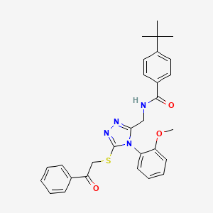 4-(tert-butyl)-N-((4-(2-methoxyphenyl)-5-((2-oxo-2-phenylethyl)thio)-4H-1,2,4-triazol-3-yl)methyl)benzamide