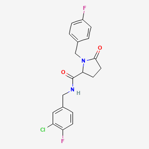 molecular formula C19H17ClF2N2O2 B2708431 N-[(3-Chloro-4-fluorophenyl)methyl]-1-[(4-fluorophenyl)methyl]-5-oxopyrrolidine-2-carboxamide CAS No. 2379953-10-1