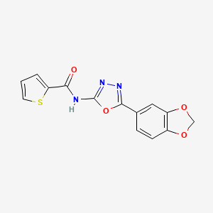 molecular formula C14H9N3O4S B2708436 N-(5-(benzo[d][1,3]dioxol-5-yl)-1,3,4-oxadiazol-2-yl)thiophene-2-carboxamide CAS No. 921899-60-7