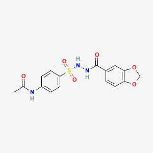 molecular formula C16H15N3O6S B2708441 N-(4-{[2-(1,3-benzodioxol-5-ylcarbonyl)hydrazino]sulfonyl}phenyl)acetamide CAS No. 866138-28-5