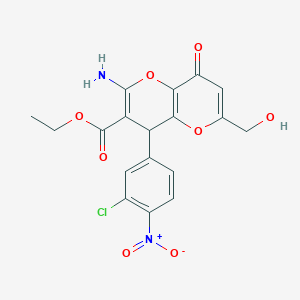 Ethyl 2-amino-4-(3-chloro-4-nitrophenyl)-6-(hydroxymethyl)-8-oxo-4,8-dihydropyrano[3,2-b]pyran-3-carboxylate