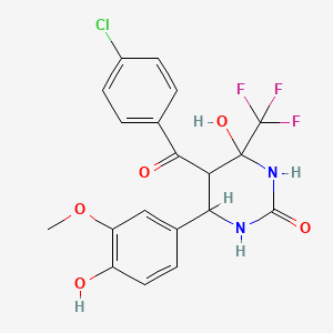5-(4-Chlorobenzoyl)-4-hydroxy-6-(4-hydroxy-3-methoxyphenyl)-4-(trifluoromethyl)-1,3-diazinan-2-one