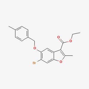 molecular formula C20H19BrO4 B2708479 Ethyl 6-bromo-2-methyl-5-[(4-methylphenyl)methoxy]-1-benzofuran-3-carboxylate CAS No. 308296-26-6