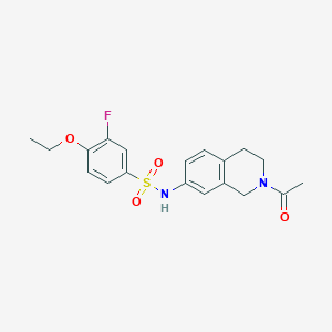 molecular formula C19H21FN2O4S B2708490 N-(2-acetyl-1,2,3,4-tetrahydroisoquinolin-7-yl)-4-ethoxy-3-fluorobenzenesulfonamide CAS No. 955674-03-0
