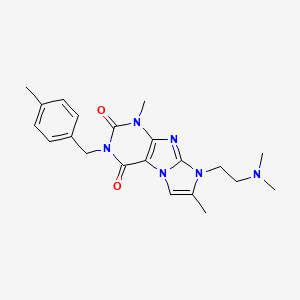molecular formula C21H26N6O2 B2708492 8-(2-(dimethylamino)ethyl)-1,7-dimethyl-3-(4-methylbenzyl)-1H-imidazo[2,1-f]purine-2,4(3H,8H)-dione CAS No. 919008-74-5