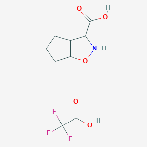 molecular formula C9H12F3NO5 B2708493 3,3a,4,5,6,6a-hexahydro-2H-cyclopenta[d][1,2]oxazole-3-carboxylic acid;2,2,2-trifluoroacetic acid CAS No. 2172461-11-7