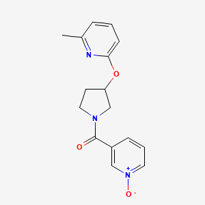 molecular formula C16H17N3O3 B2708494 3-(3-((6-Methylpyridin-2-yl)oxy)pyrrolidine-1-carbonyl)pyridine 1-oxide CAS No. 1904021-42-6