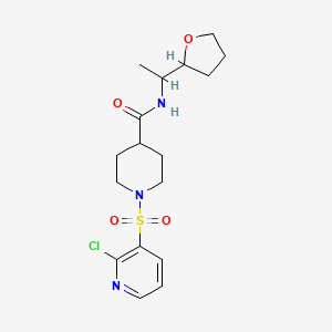 molecular formula C17H24ClN3O4S B2708497 1-(2-Chloropyridin-3-yl)sulfonyl-N-[1-(oxolan-2-yl)ethyl]piperidine-4-carboxamide CAS No. 1210185-35-5