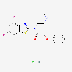 molecular formula C19H20ClF2N3O2S B2708504 N-(4,6-DIFLUORO-1,3-BENZOTHIAZOL-2-YL)-N-[2-(DIMETHYLAMINO)ETHYL]-2-PHENOXYACETAMIDE HYDROCHLORIDE CAS No. 1216742-02-7