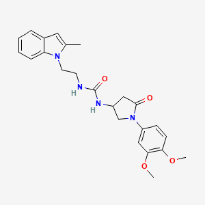 1-(1-(3,4-dimethoxyphenyl)-5-oxopyrrolidin-3-yl)-3-(2-(2-methyl-1H-indol-1-yl)ethyl)urea