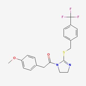 2-(4-methoxyphenyl)-1-(2-((4-(trifluoromethyl)benzyl)thio)-4,5-dihydro-1H-imidazol-1-yl)ethanone