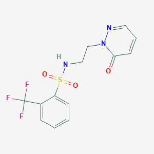 molecular formula C13H12F3N3O3S B2708532 N-(2-(6-oxopyridazin-1(6H)-yl)ethyl)-2-(trifluoromethyl)benzenesulfonamide CAS No. 1021219-38-4