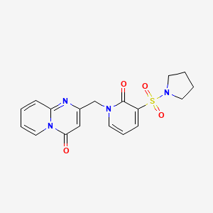 molecular formula C18H18N4O4S B2708533 2-((2-oxo-3-(pyrrolidin-1-ylsulfonyl)pyridin-1(2H)-yl)methyl)-4H-pyrido[1,2-a]pyrimidin-4-one CAS No. 1396768-31-2