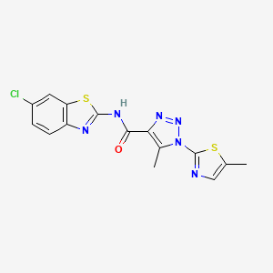 molecular formula C15H11ClN6OS2 B2708630 N-(6-chloro-1,3-benzothiazol-2-yl)-5-methyl-1-(5-methyl-1,3-thiazol-2-yl)-1H-1,2,3-triazole-4-carboxamide CAS No. 1251670-60-6